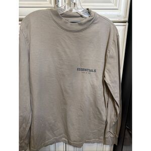 Fear of God ESSENTIALS Women's Logo Oversized Long Sleeve Cotton Tee Tan XS